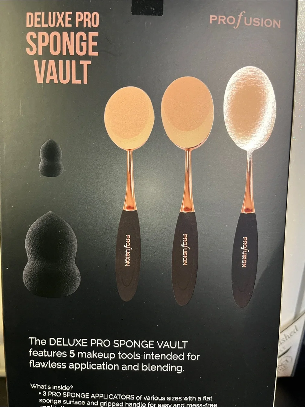 Profusion Cosmetics Brush & Sponge Set - Black and Rose Gold NWT
